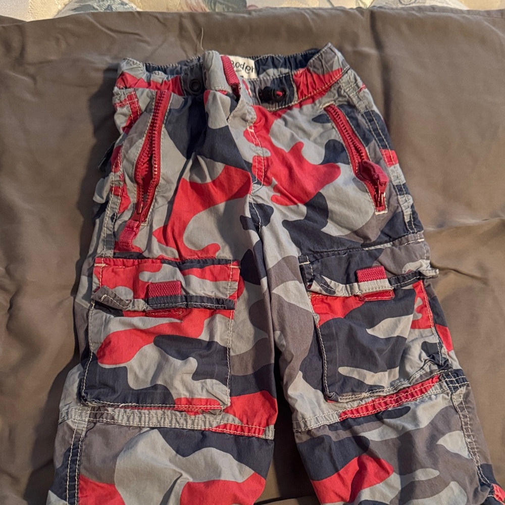 Baby Boden Red and Gray Camouflage Cargo Pants